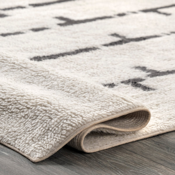 Nuloom Avril Machine Washable Stripe Wool Area Rug Ivory