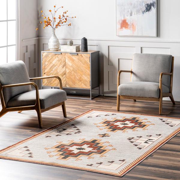Nuloom Avya Boho Medallion Machine Washable Area Rug Ivory