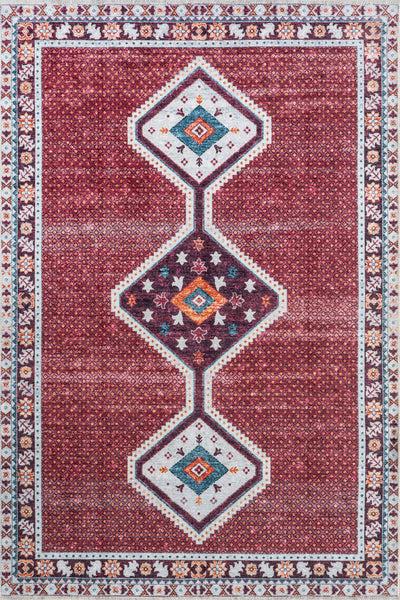 nuloom Baitadi Geometric Machine Washable Area Rug Burgundy