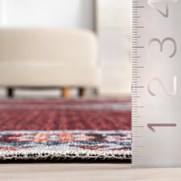 Nuloom Baitadi Geometric Machine Washable Area Rug Burgundy