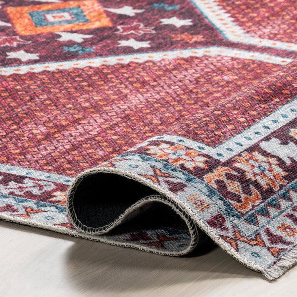 Nuloom Baitadi Geometric Machine Washable Area Rug Burgundy