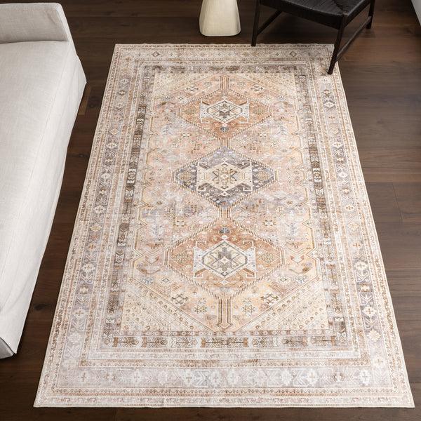 Nuloom Bathsheba Vintage Medallion Machine Washable Area Rug Peach