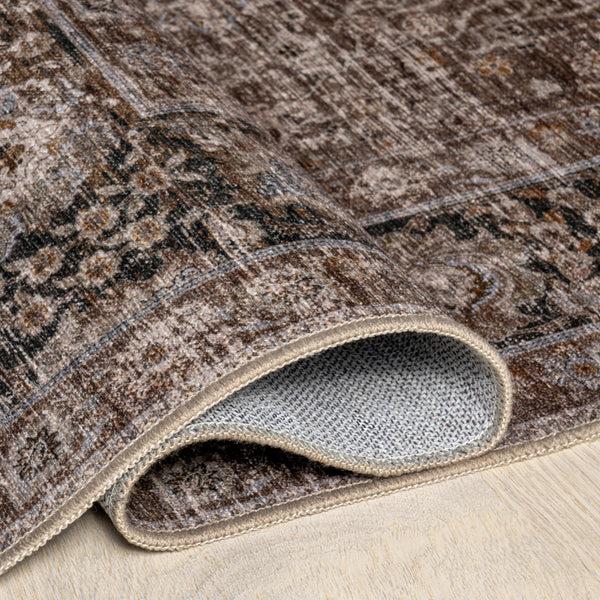 Nuloom Bayberry Spill Proof Vintage Machine Washable Area Rug Brown