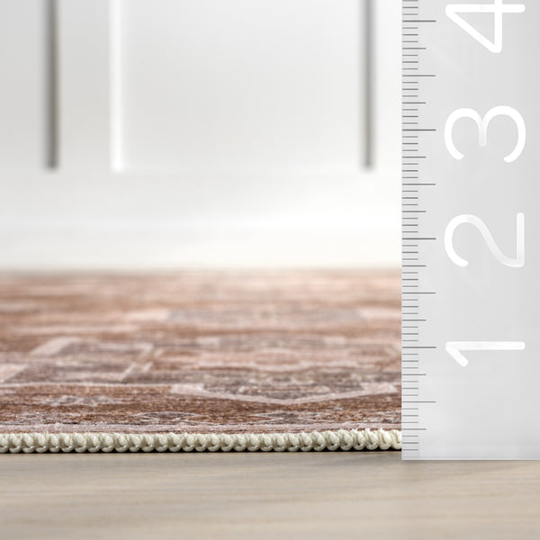 Nuloom Baylin SplashGuard Medallion Machine Washable Area Rug Sienna Brown