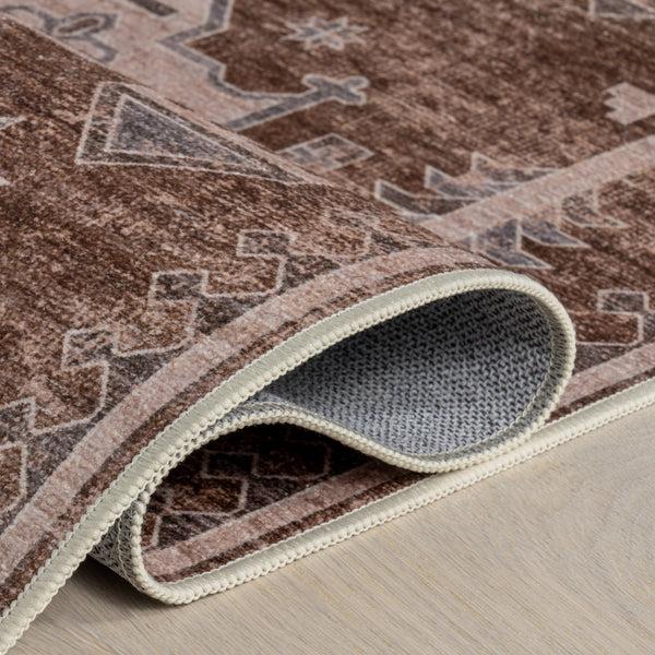 Nuloom Baylin SplashGuard Medallion Machine Washable Area Rug Sienna Brown