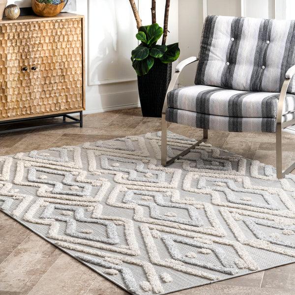 Nuloom Beatrice Raised Theta Trellis Area Rug Beige