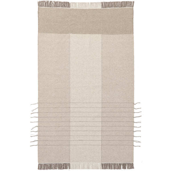 nuloom Belinda Casual Stripe Wool Tassel Area Rug Beige