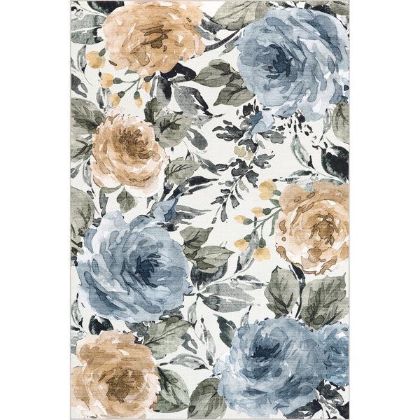 nuloom Bennie Floral Stain-Resistant Machine Washable Area Rug Blue