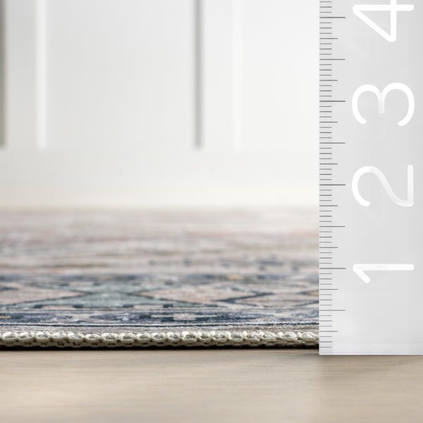 Nuloom Benoite Splashguard Medallion Machine Washable Area Rug Peach