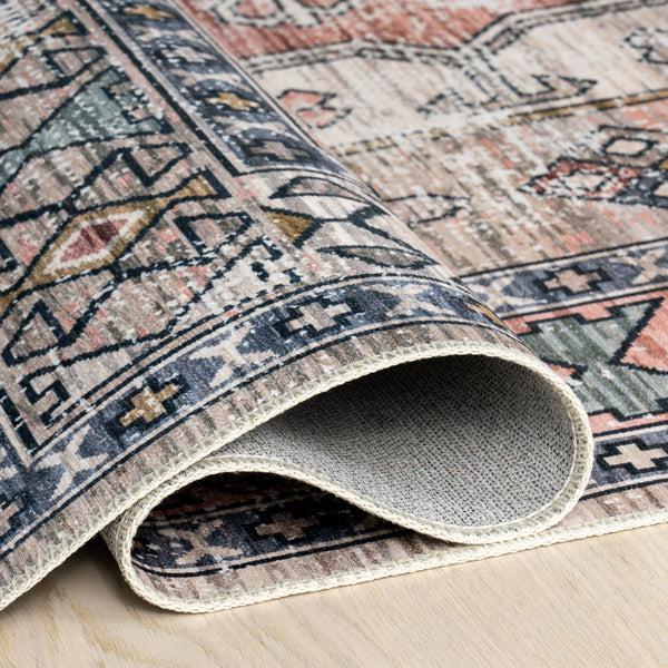 Nuloom Benoite Splashguard Medallion Machine Washable Area Rug Peach