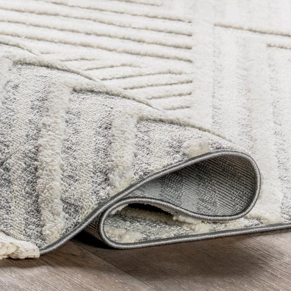 Nuloom Bevin Abstract Chevron Tasseled Area Rug Beige