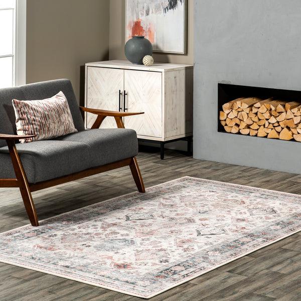 Nuloom Bex Faded Stain-Resistant Machine Washable Area Rug Ivory Multi