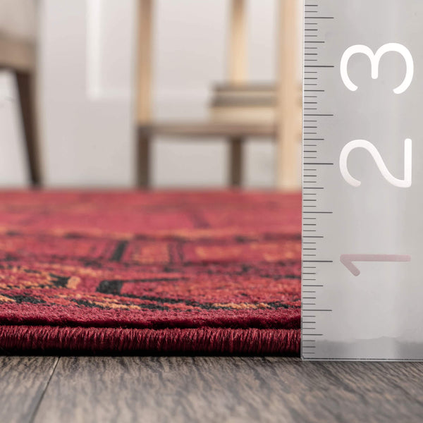 Nuloom Billie Traditional Paneled Fringe Area Rug Red
