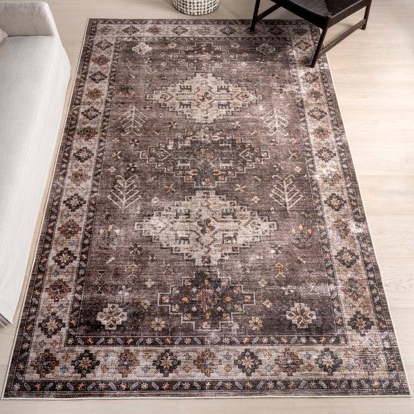 Nuloom Blessing SplashGuard Machine Washable Area Rug Dark Brown