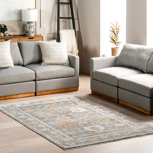 Nuloom Bodhi Bordered Medallion Fringe Area Rug Gray
