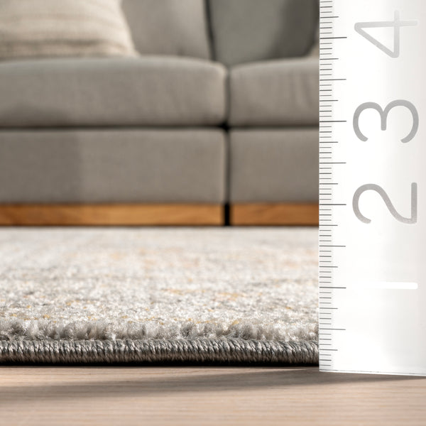 Nuloom Bodhi Bordered Medallion Fringe Area Rug Gray