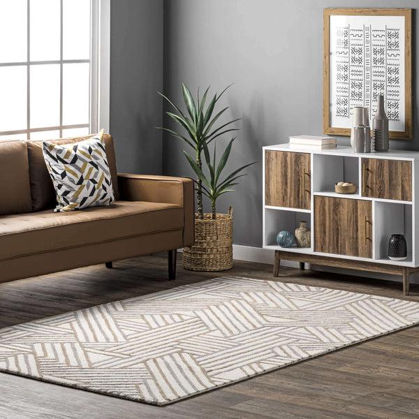 Nuloom Bonnie Hand Tufted Wool Abstract Area Rug Beige