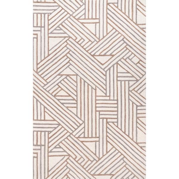 nuloom Bonnie Hand Tufted Wool Abstract Area Rug Beige