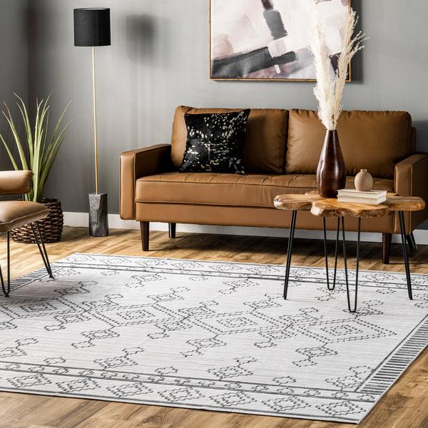 Nuloom Bonny Diamond Striped Machine Washable Area Rug Ivory