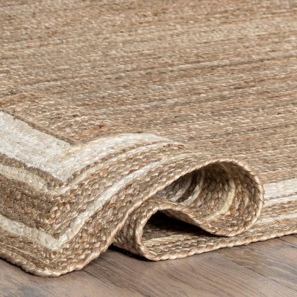 Nuloom Braided Rikki Border Jute Area Rug Off-White