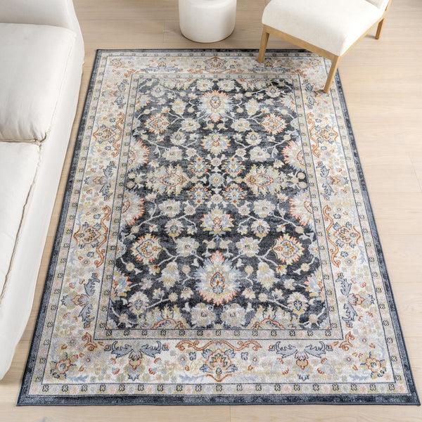 Nuloom Breigh Medallion Bordered Machine Washable Area Rug Blue