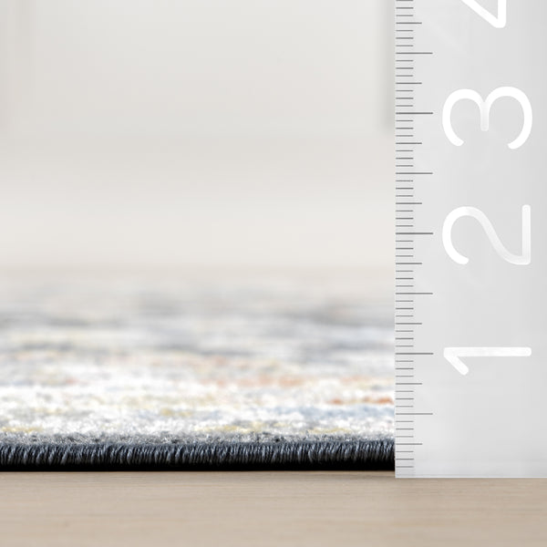 Nuloom Breigh Medallion Bordered Machine Washable Area Rug Blue