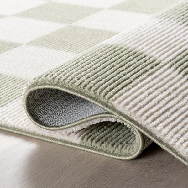 Nuloom Brioni Checkered Indoor Machine Washable Area Rug Light Green