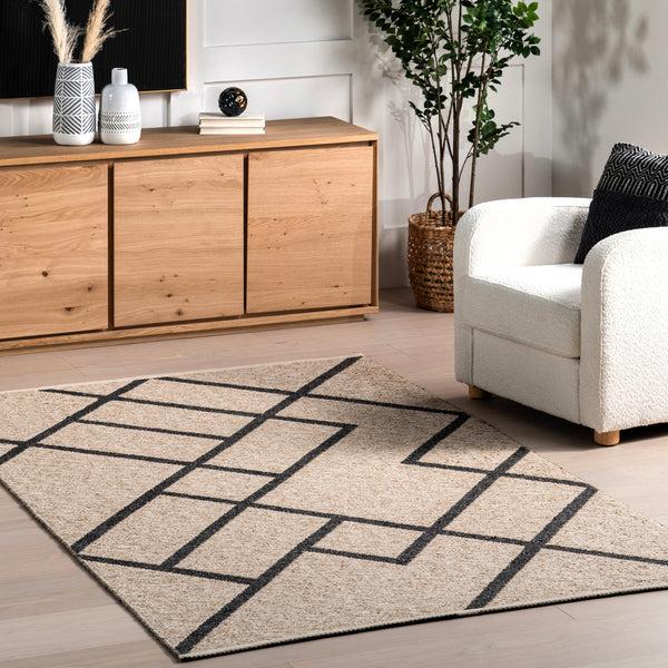 Nuloom Bronte Geometric Reversible Wool Blend Area Rug Dark Gray