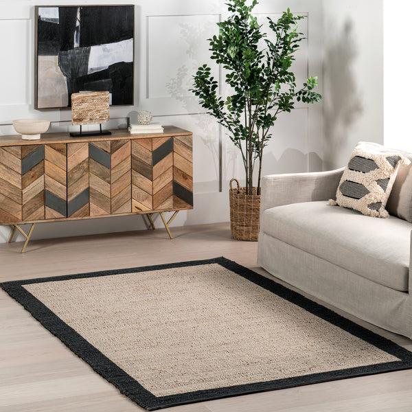 Nuloom Bronwyn Farmhouse Bordered Jute Blend Area Rug Gray