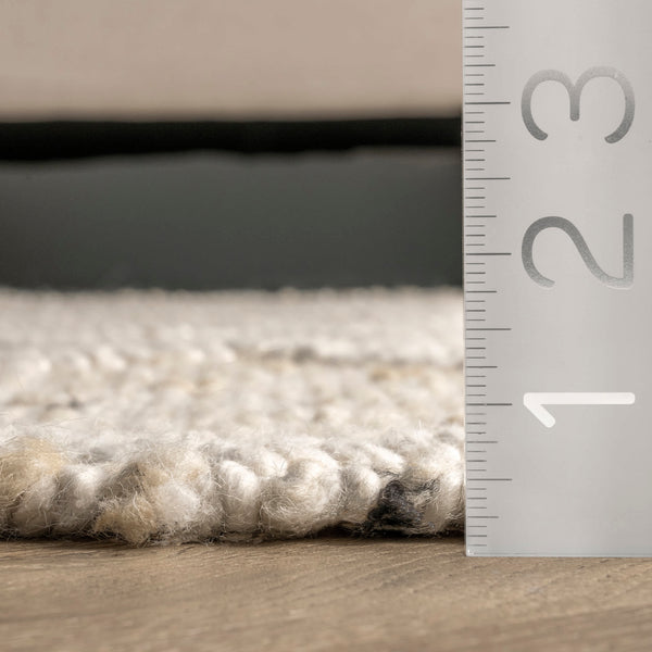 Nuloom Brooklyn Textured Trellis Wool Fringe Area Rug Beige