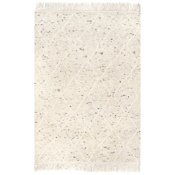 nuloom Brooklyn Textured Trellis Wool Fringe Area Rug Beige