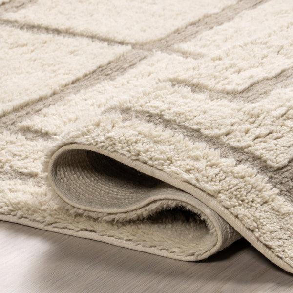 Nuloom Brynne Geometric Blocks Wool Machine Washable Area Rug Ivory