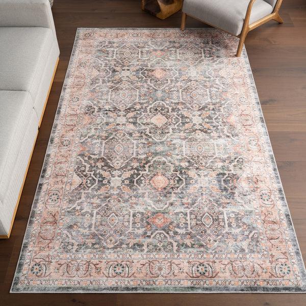 Nuloom Caisyn Bordered Medallion Machine Washable Area Rug Peach
