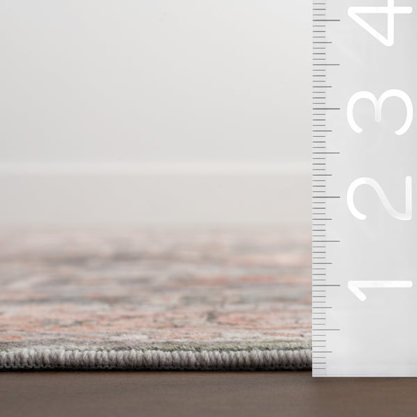 Nuloom Caisyn Bordered Medallion Machine Washable Area Rug Peach