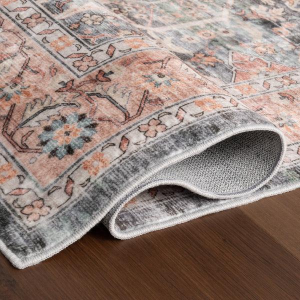 Nuloom Caisyn Bordered Medallion Machine Washable Area Rug Peach