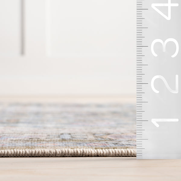 Nuloom Caius Faded Medallion Machine Washable Area Rug Teal