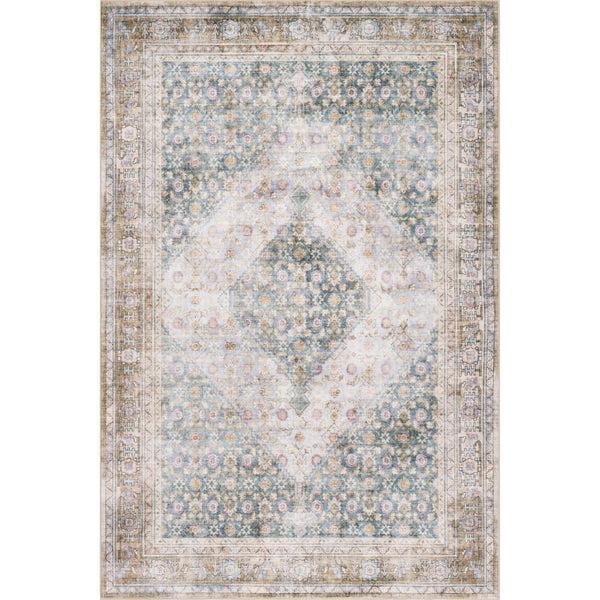 nuloom Caius Faded Medallion Machine Washable Area Rug Teal