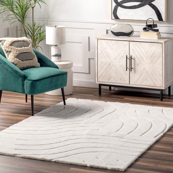 Nuloom Camari Contemorary Faux Rabbit Machine Washable Area Rug White