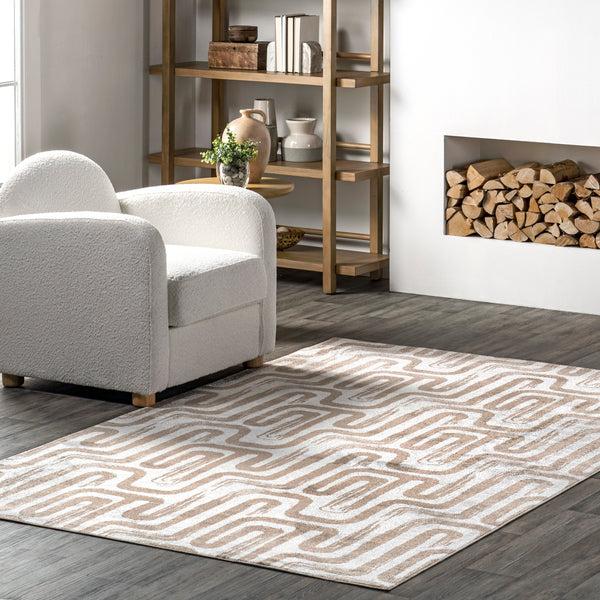 Nuloom Carmel Transitional Machine Washable Area Rug Beige
