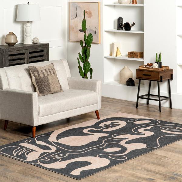 Nuloom Carole Abstract Machine Washable Area Rug Beige