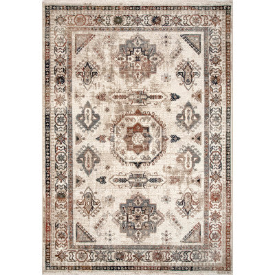 nuloom Carolina Fading Tribal Medallion Fringe Area Rug Beige