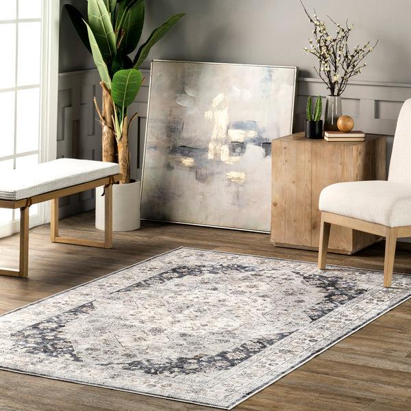 Nuloom Casey Persian Stain Repellent Machine Washable Area Rug Navy