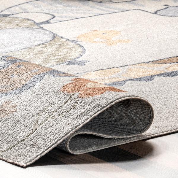 Nuloom Cass Safari Kids Machine Washable Area Rug Beige