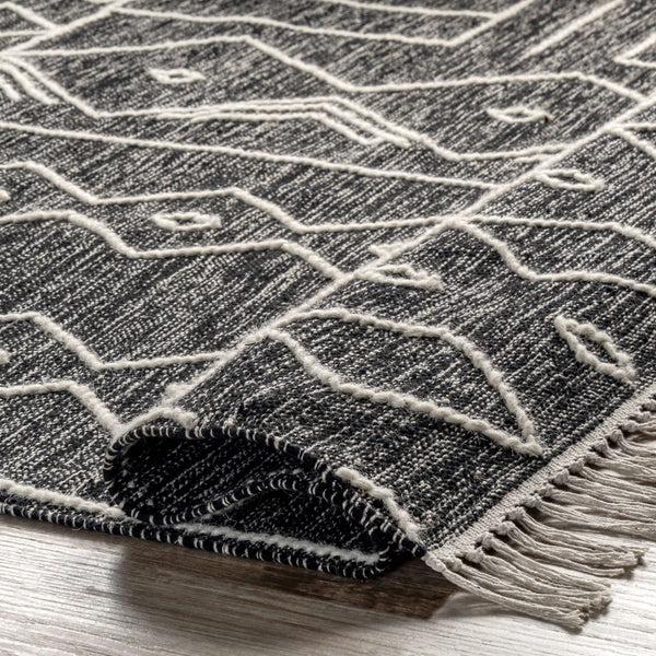Nuloom Cassie Cotton Flatweave Tribal Tassel Area Rug Grey