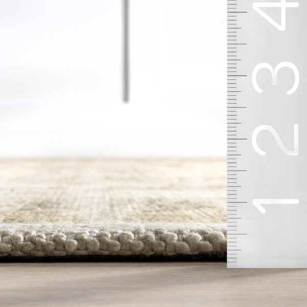 Nuloom Castellan Medallion Wool And Cotton Area Rug Beige