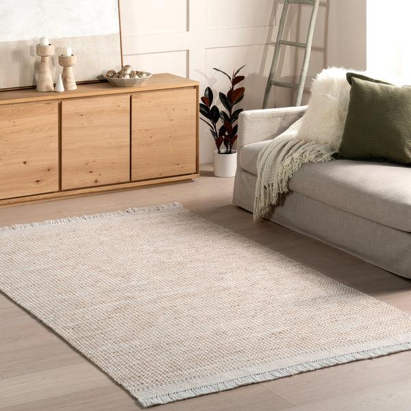 Nuloom Catherine Solid Farmhouse Fringe Area Rug Beige