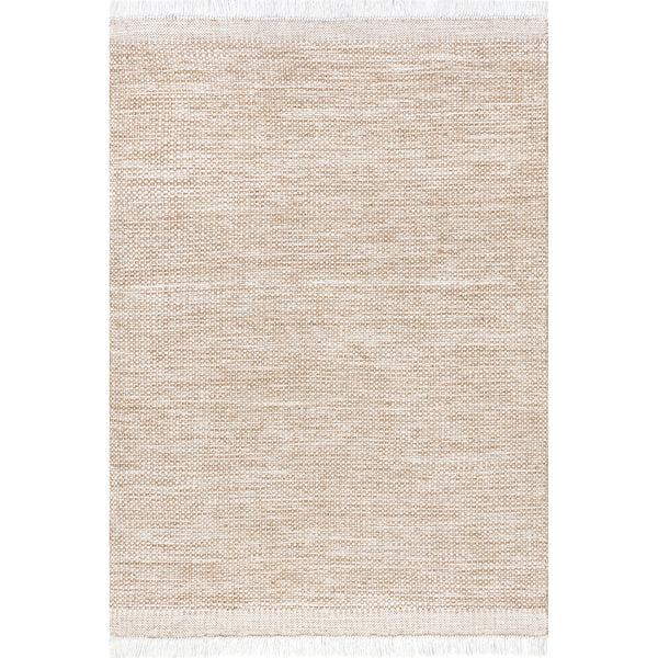 nuloom Catherine Solid Farmhouse Fringe Area Rug Beige