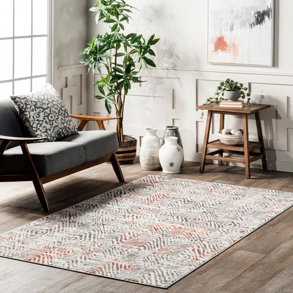 Nuloom Cathrine Geometric Distressed Area Rug Light Gray