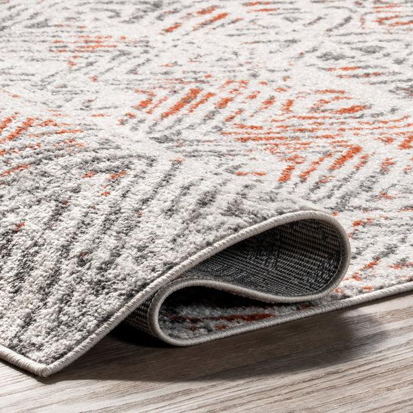 Nuloom Cathrine Geometric Distressed Area Rug Light Gray
