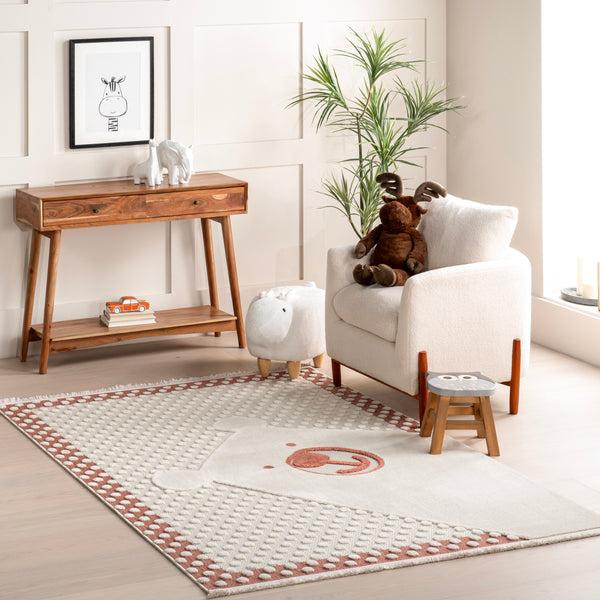 Nuloom Cecelia Polar Bear Kids Fringe Area Rug Brick